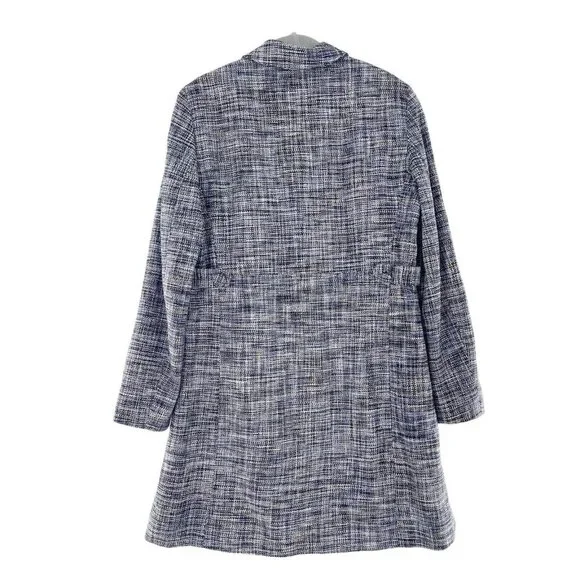Liz Claiborne Petite 10P Navy Tweed Pea Coat 100% Silk Shell Button Front Jacket - Picture 6 of 13